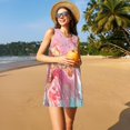 thumbnail image 3 of Xecao Robes d'Été Abstraites Rose Doré pour Femmes Robes Décontractées de Plage Sans Manches T-Shirt Robe Évasée avec Poches, 3 of 7