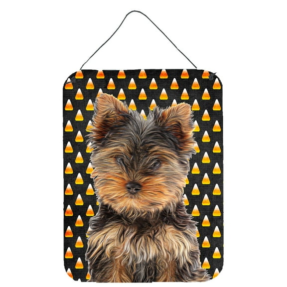 Candy Corn Halloween Yorkie Puppy / Yorkshire Terrier Wall or Door Hanging Prints