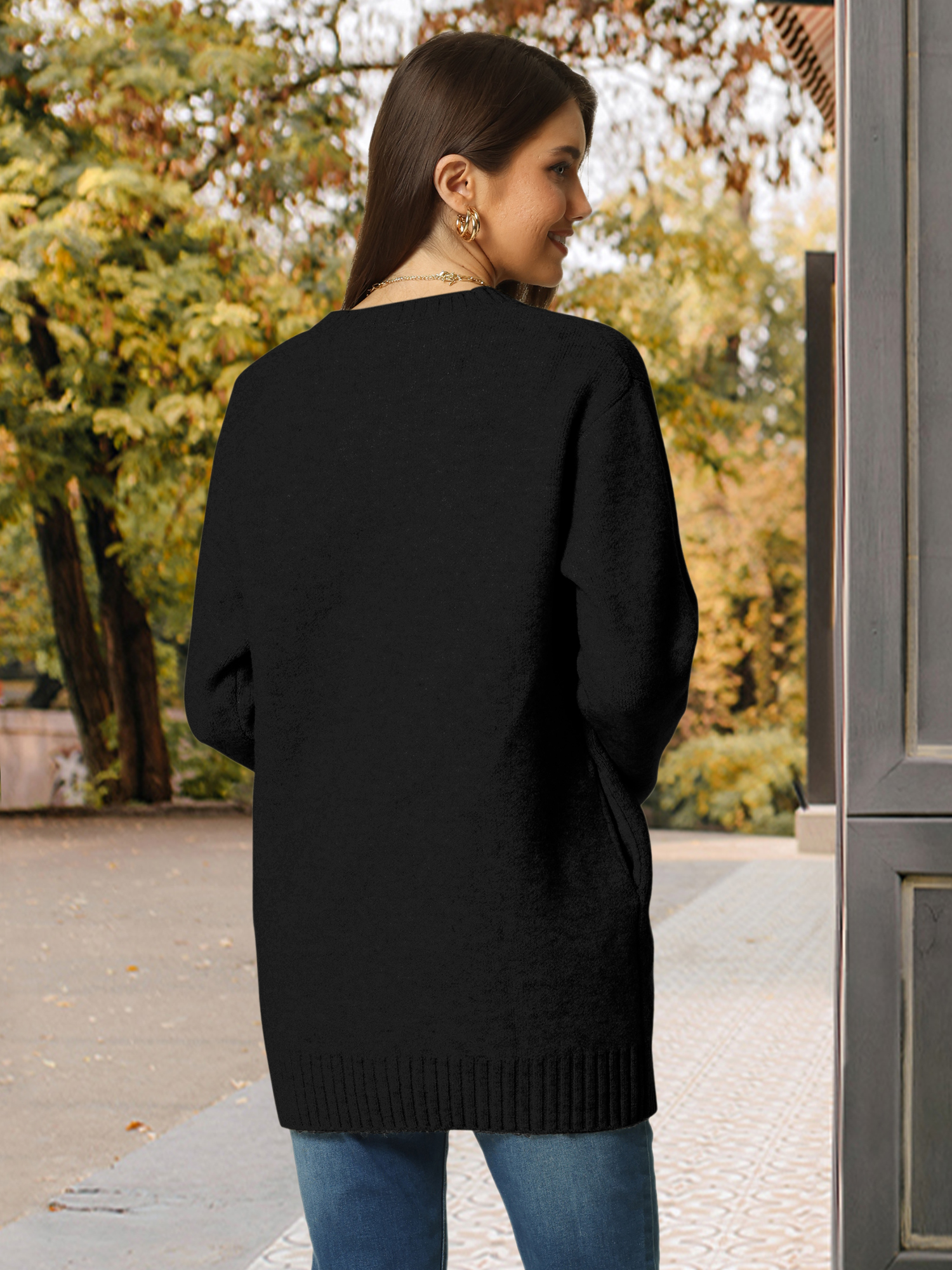 DARING DIVA Round Neck Pullover Long Sleeve Casual Sweater XL Black