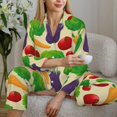 thumbnail image 6 of Fuzoiu Vegetable Print Women's Long-Sleeved Pajama,Lounge Button Down Nightwear,Womens Notch Collar Pajama Set-X-Large, 6 of 7