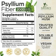 Psyllium Husk Powder 2000mg Per Serving Supplement - Extra Strength Psyllium Fiber Powder - Natural Soluble Fiber Pills, Supports Digestion, Colon Health & Regularity, Bottled in USA - 60 Capsules
