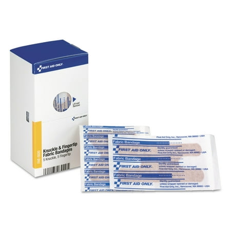 First Aid Only Knuckle & Fingertip Bandages, Sterilized, 5 Knuckle, 5 Fingertip, 10/Box