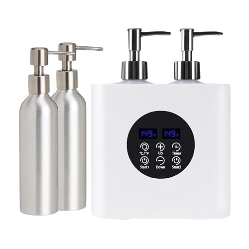 Elitzia Dual Bottle Massage Oil Warmer Smart Touch Control Lotion Warmer Dispenser Adjustable Temperature Independent Heating Systems Heated Lotion Dispenser with 4 Pump Bottles ETLB02 (White)