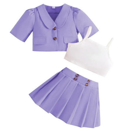 

Toddler Kids Girls Summer Clothes Solid Short Sleeve Coat Suit Camisole Crop Tops Skirt Outfits 3Pcs Set Baby Girl Winter Long Sleeve Dress Fall Outfits For Toddler Girls 2t Girl Clothes Fall