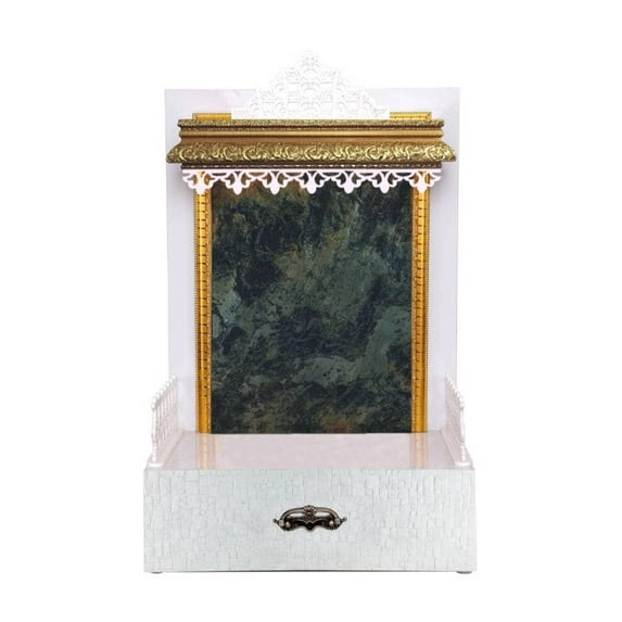 Wooden Temple For Home And Office / Temple With LED Lights / Table Top And Wall Hanging Mandir / Pooja Mandap / Textured Stone Finish Mandir