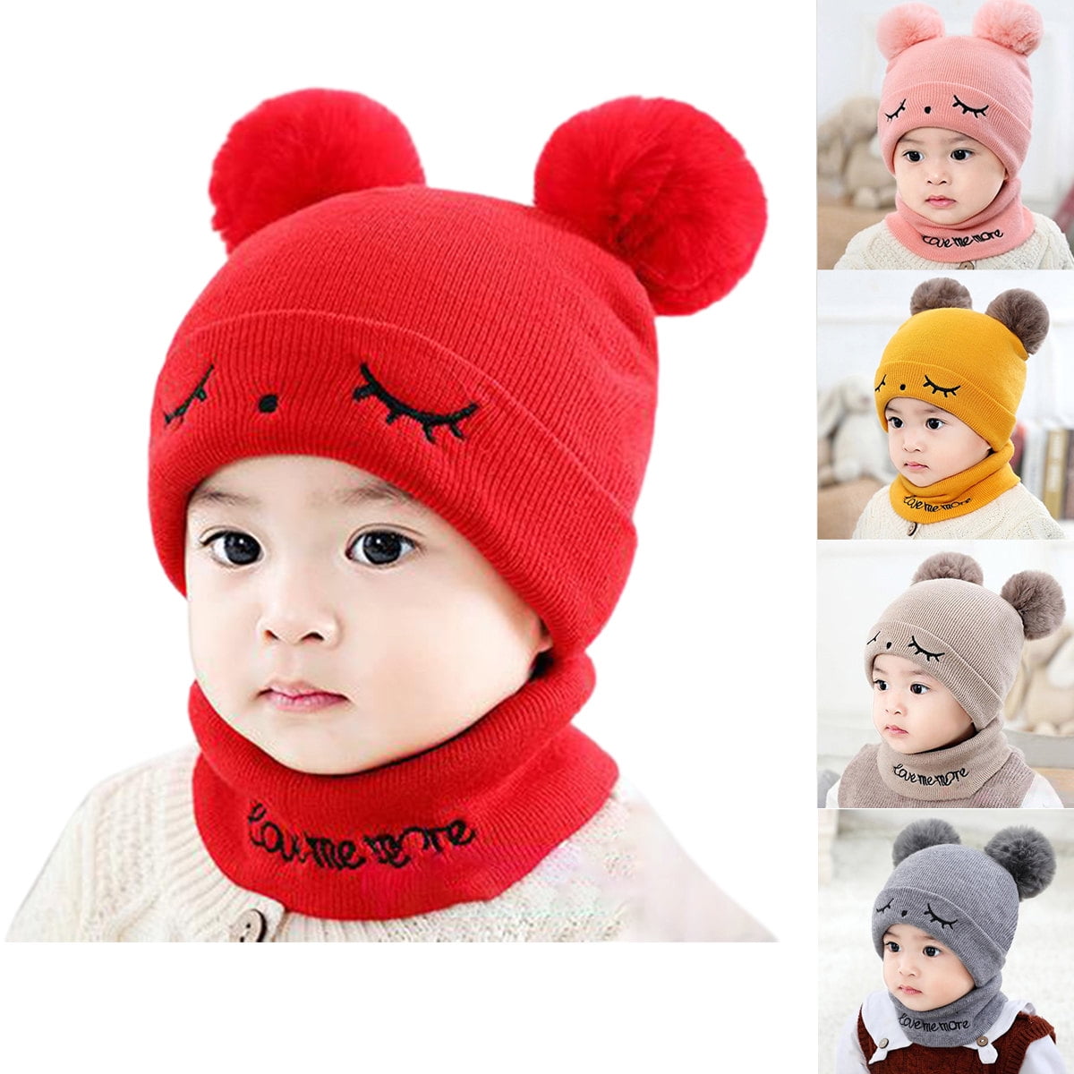 Dress Choice Infant Toddler Winter Hat Scarf Sets Knitted Warm Skiing