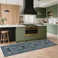 thumbnail image 2 of Washable Runner Rug 2x6 Modern Floral Print Botanical Carpet for Kitchen Soft Non Slip Laundry Bathroom Mat Low Pile Throw Rug for Living Room Bedroom, Blue, 2 of 7