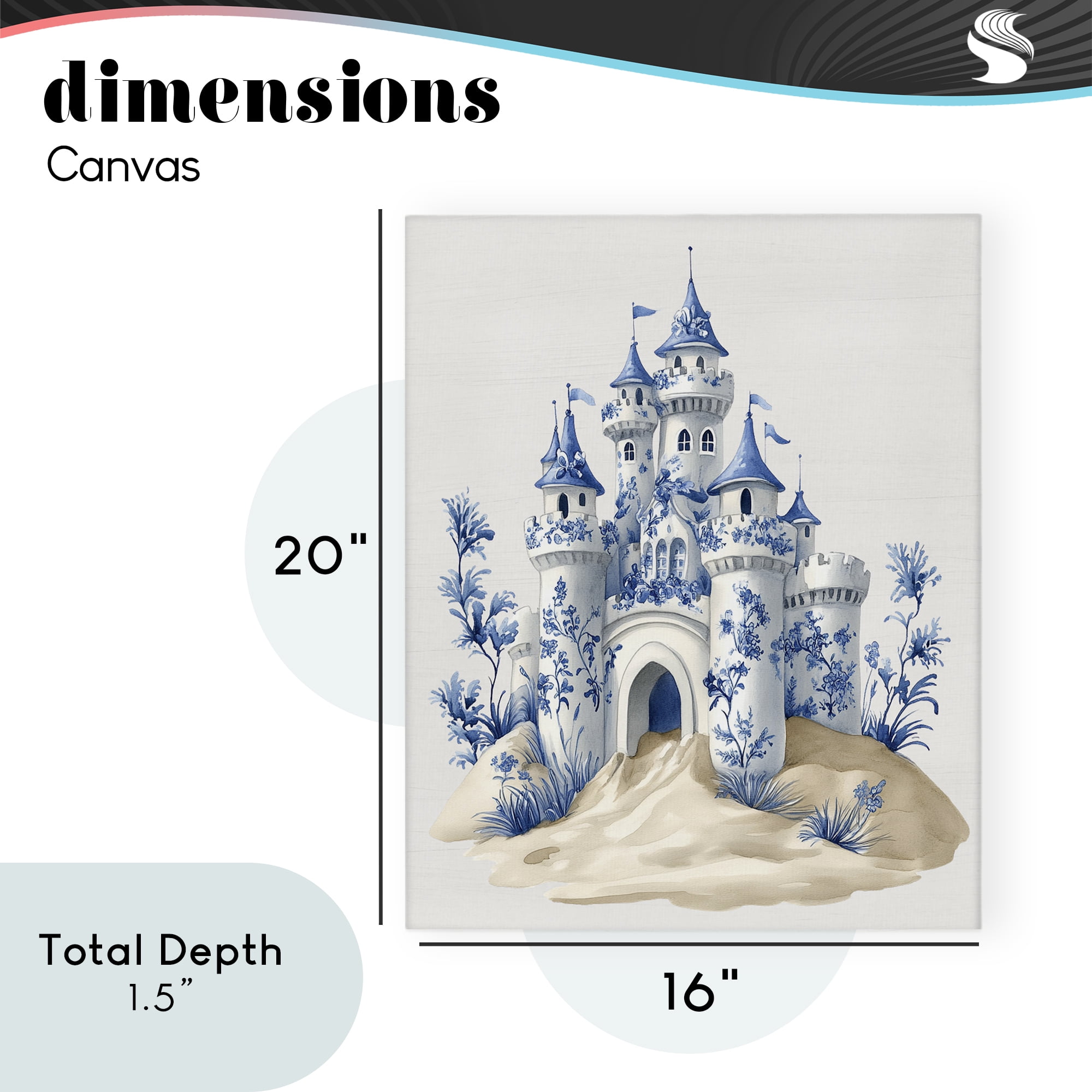 Funky Toile Castle Canvas Wall Art, design by Lettered and Lined