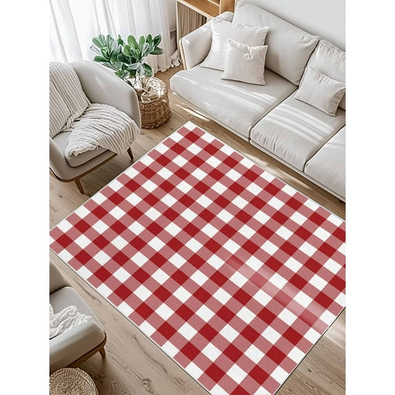 Rustic Red Area Rug for Bedroom 3x5 Ft and White Buffalo Plaid Super Soft fuzzy Throw Rug Non-Slip Fluffy Plush Indoor Floor Carpet for Living Room Nursery Home Decor