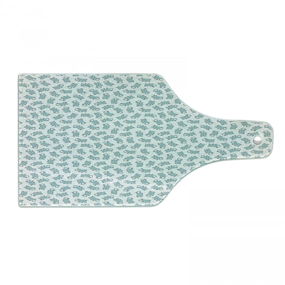 Salamander Cutting Board, Cartoon Style Continuous Interpretations of Wild Reptiles Repeated, Decorative Tempered Glass Cutting and Serving Board, in 3 Sizes, by Ambesonne