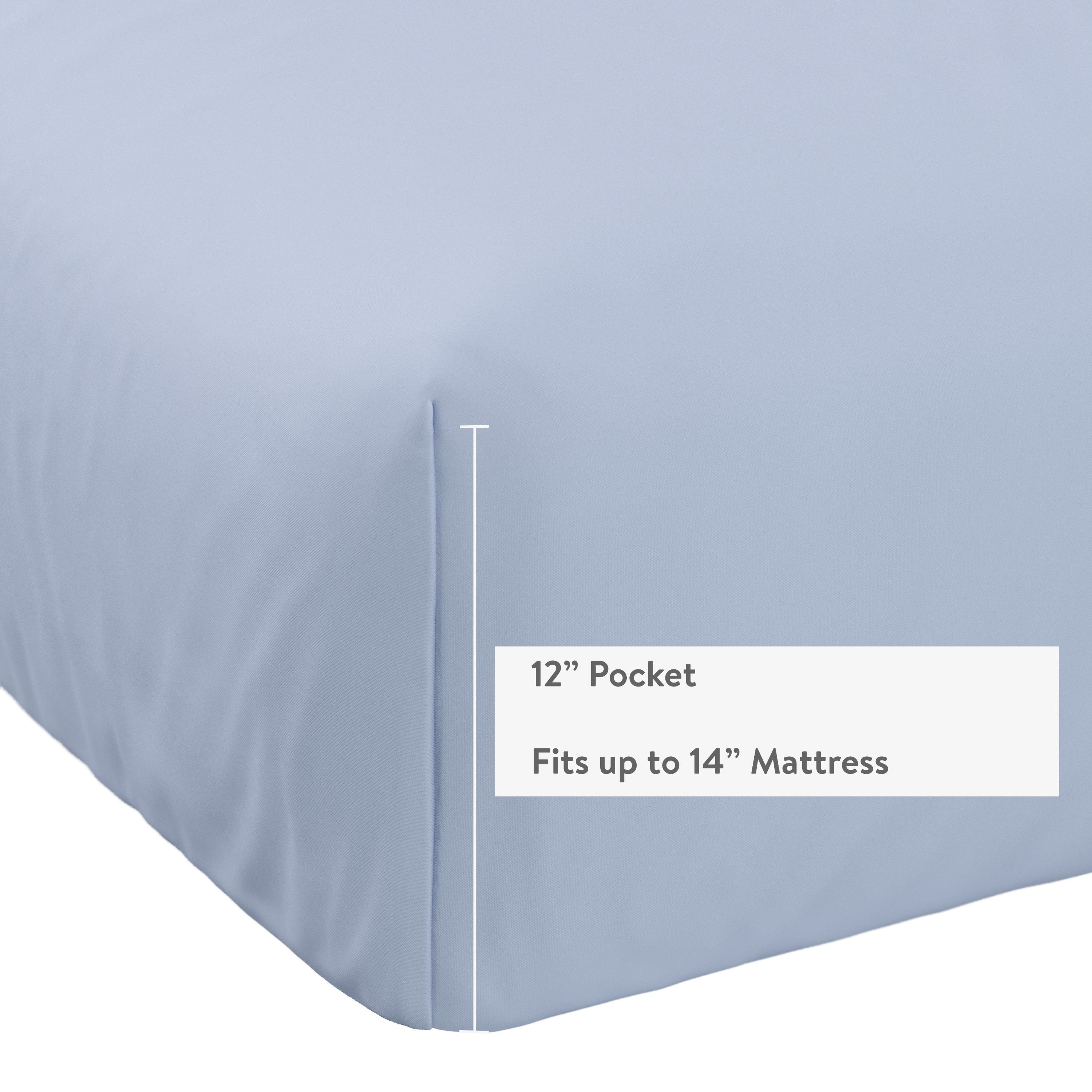 Mainstays Kids Microfiber Bed Sheet Set, Queen, Light Blue, 4 Pieces