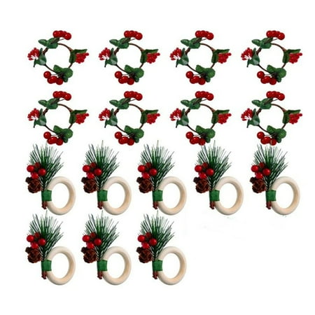 

16 Pieces Christmas Napkin Rings Holders for Dinner Wedding Party