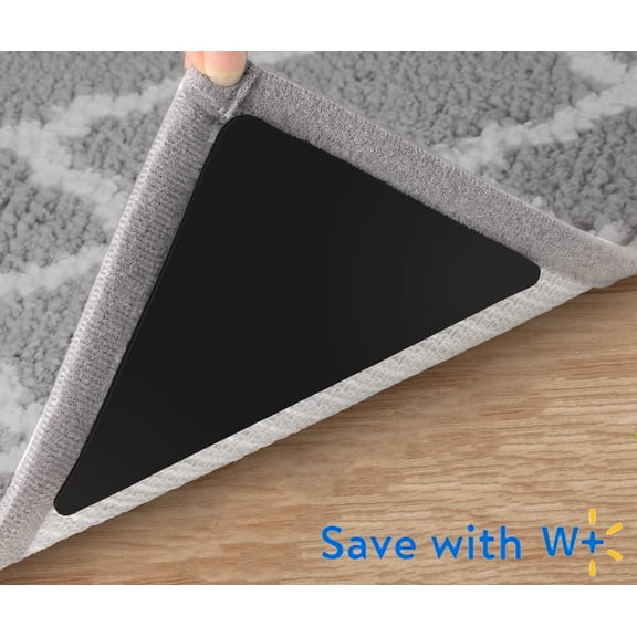 Yileqi 12 Pcs Rug Tape, Non Slip Rug Pads Grippers for Hardwood Floors and Tiles, Reusable Carpet Tape for Area Rugs, Double-Sided Adhesive Rug Stickers Keep Corners Flat