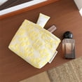 thumbnail image 3 of Small Floral Cosmetic Bag Portable Makeup Pouch for Handbags, 6.3x5.5 Inch Polyester and Canvas Mini Toiletry Organizer for Daily Travel and Storage Yellow, 3 of 3