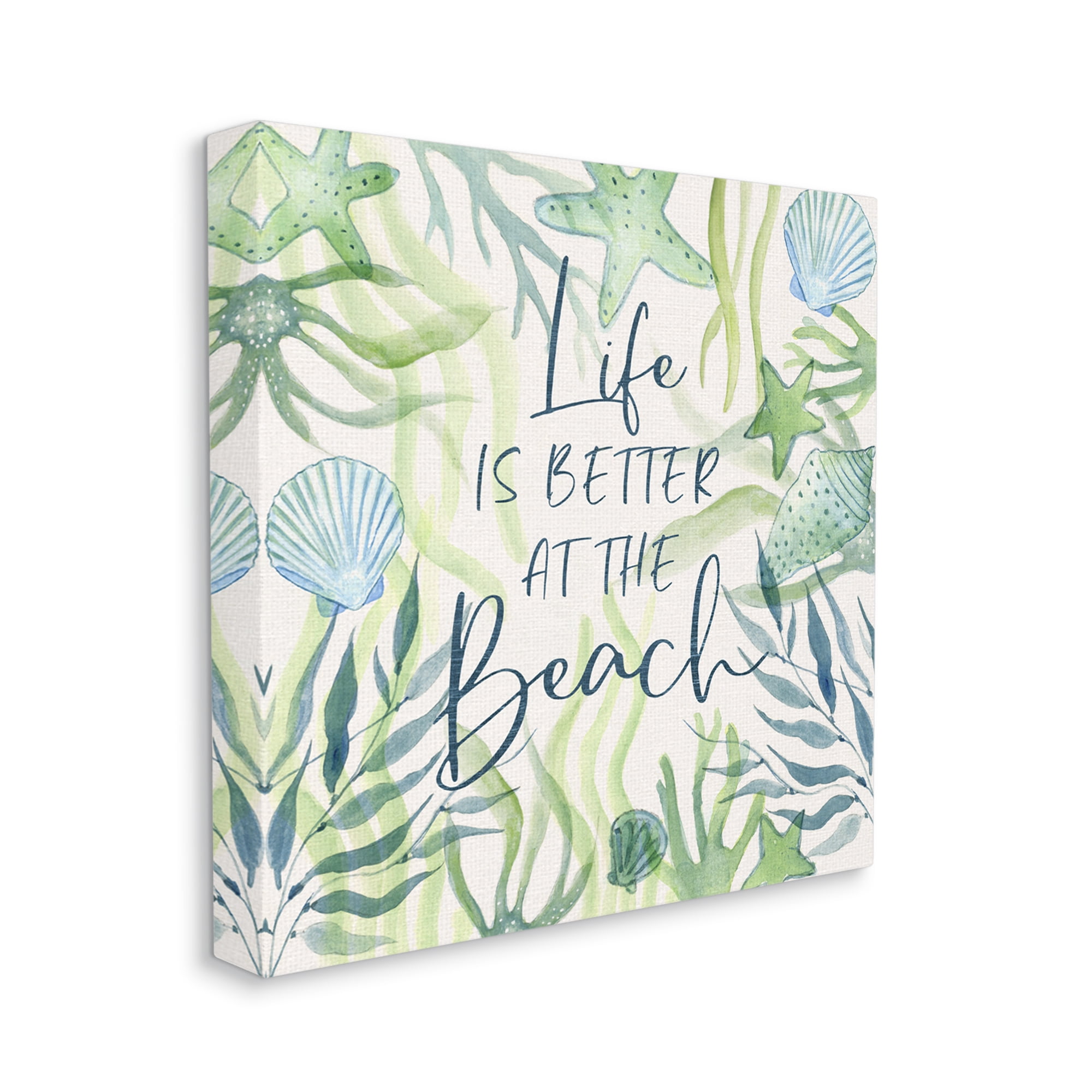 Stupell Industries Life Better at Beach Animals & Insects Painting Gallery Wrapped Canvas Art Print Wall Art, 17 x 17