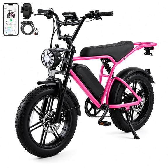 Aoemoe 20"Fat Tire Electric Bike for Adults,500W 28MPH Electric Bicycle,48V15Ah Removable Battery Ebike,Full Suspension Off‑Road E‑Bicycle with LED Display,7‑Speed,UL2849