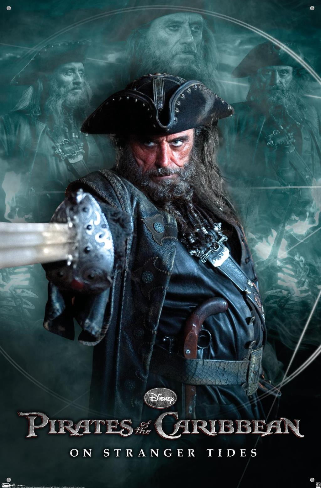 Disney Pirates of the Caribbean: On Stranger Tides - Black Beard Wall Poster with Push Pins, 22.375" x 34"