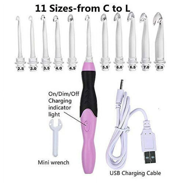  Counting Crochet Hook Set, Lighted Crochet Hook with Digital  Stitch Counter, Automatic, Size 4.0mm