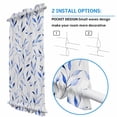 thumbnail image 3 of Blue Leaf Door Curtains for Door Window, French Sidelight Front Back Door Curtains With Tieback, Modern Botanical Foliage Plant Country Flower Kitchen Rod Pocket Drapes Panel, 25"x72", 3 of 5