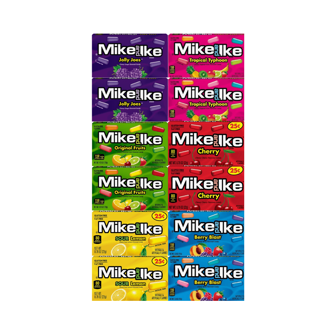 Variety Pack Mike and Ike Candy Assortment, Sour Blue Raspberry