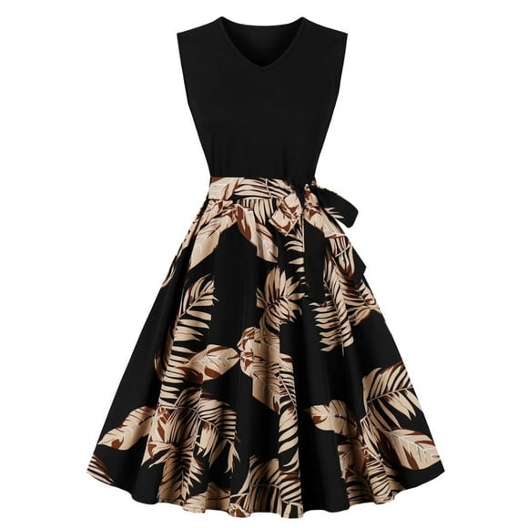 Sleeveless Dress for Women Fashion Fallow Middle Waist V-Neck Wool Blend Casual Dress for Daily Wear