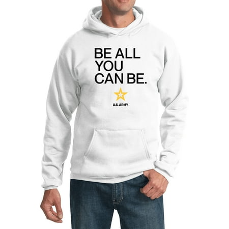 US Army Be All You Can Be Black Print Pullover Hoodie  4XL White