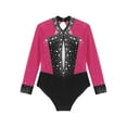 thumbnail image 5 of DPOIS Kids Girls Long Sleeve Sparkly Rhinestone Jumpsuit Gymnastics Leotard Bodysuit Hot Pink 14, 5 of 7