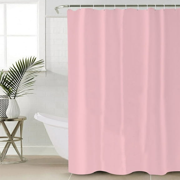 Pink Waterproof Fabric Shower Curtain, Farmhouse Pink Decor Shower Curtain for Bathroom Curtains Bathtubs Hotel Washable Shower Curtains with 12 Hooks Small 36x72in