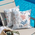 thumbnail image 4 of Summer Nautical Throw Pillow Cover Red Blue Coral Seashell Coastal Vintage Cotton Linen Cushion Cover Throw Pillow Case with Invisible Zipper for Couch Sofa Bed Chair Car 24x24 Inch, 4 of 9