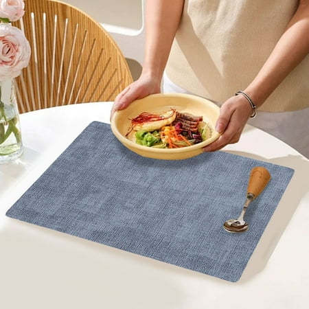 

Snmubt Fashionable And Beautiful Table Runner Leather Placemats Double Sided Western Style Household Heat Insulating Mats (Blue)