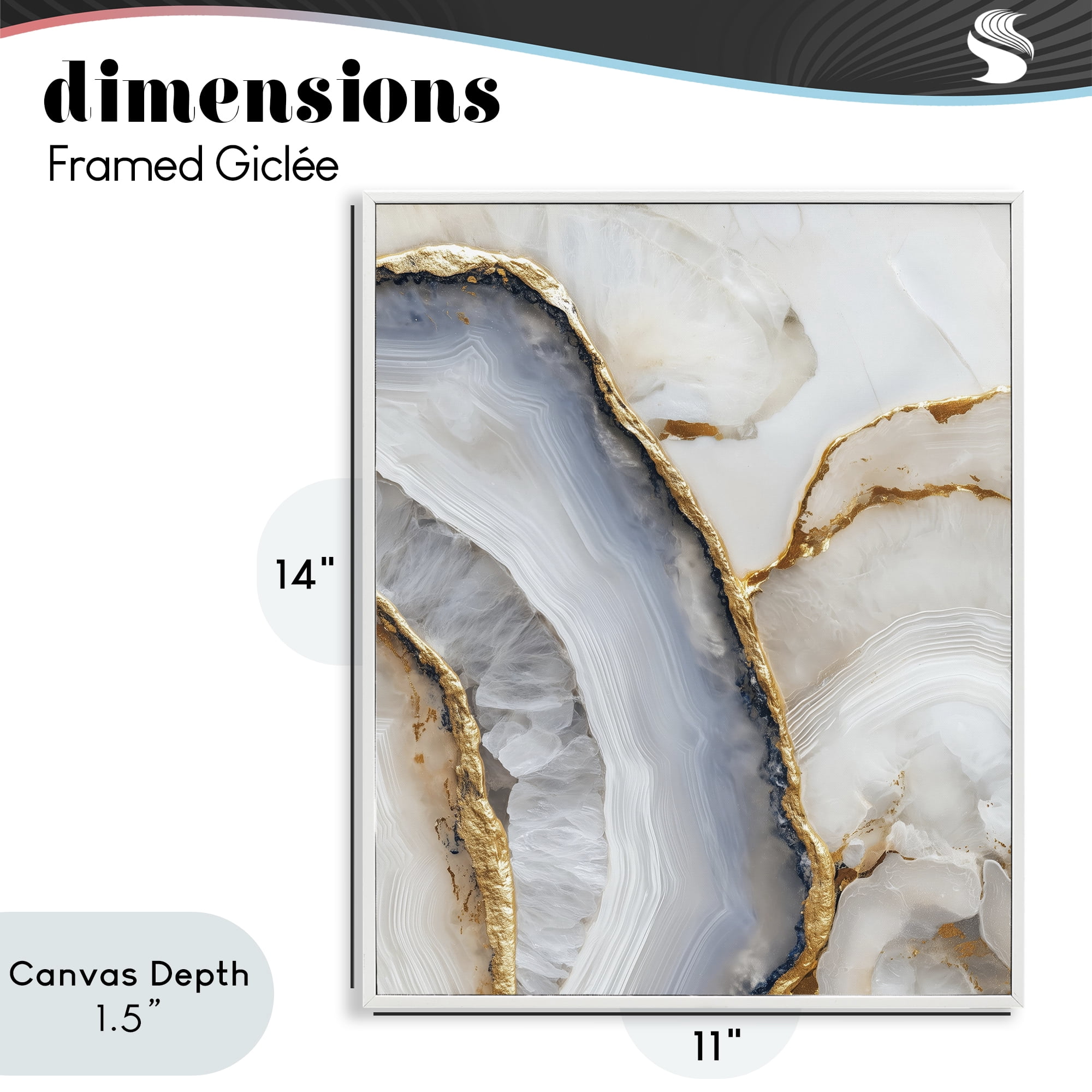 Stupell Industries Golden Marble Flow White Framed Giclee Art, design by Svetlana Aleynikova