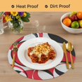 thumbnail image 4 of Red Geometric Round 13 Inch Placemats Set of 4, Modern Abstract Lines Textured HeatResistant Non Slip Place Mats for Dining Table, Wipeable Braided Kitchen Table Mats for Housewarming, 4 of 9