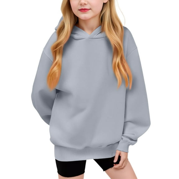 LTTVQM Toddler Girls Gray Hoodies Size 7-8 Long Sleeve Fall Casual Sweatshirt Loose Fit Pullovers with Pockets Trendy Hooded Sweatshirts for Girls Gray 7-8 Years