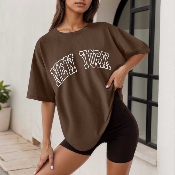 Women's Casual Printed Round Neck Short Sleeved Loose T Shirt Long Sleeve Rayon Tops for Women Polyester Tees Women Long Sleeve Polyester Spandex Running Shirts T Shirt plus Size T Shirts Long Sleeves