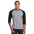 thumbnail image 2 of Gildan Heavy Cotton 3/4 Sleeve Raglan T-Shirt, Soft Cotton, Unisex Baseball Tee, Sport Grey/ Black, Pack of 4, 3XL, 2 of 5