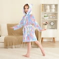 thumbnail image 4 of FORMRS Niños Bathrobe Unisex Hooded Robe Soft Plush Pajamas Sleepwear, Size 10-12T, Pink Daisy, 4 of 7
