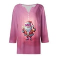 thumbnail image 4 of HOMBOM Womens Christmas Shirts Business Basic Christmas Tree Xmas Button Down 3/4 Sleeve T Shirts for Female V Neck, 4 of 5
