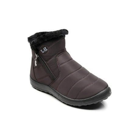 

Avamo Winter Snow Boots for Women Men Anti-Skid Plush Lined Ankle Boots Indoor Outdoor Brown 6.5