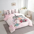 thumbnail image 3 of Castle Fairy Paris Eiffel Tower Bedding Comforter Set 7pcs for Girls,Valentine's Day Floral Rose Queen Bedding Sets Super Cozy,Romantic Gradient Marble Queen Sheet Sets,Lightweight Room Decor, 3 of 8
