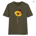 thumbnail image 4 of Blouse Été Manches Courtes T-shirt Tournesol Imprimé Col Rond Femmes Tournesol Top, Vert, S, 4 of 5