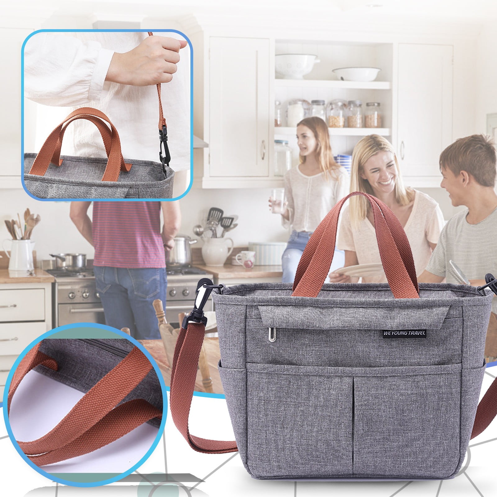 Lunch Box Lunch Bag with Water Bottle and Adjustable Strap Insulated 