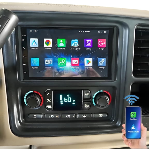 Eforcase Car Radio for Chevrolet Suburban 1500 2003-2006 with Wireless Carplay Android Auto, Android 13 Car Stereo with 7inch QLED Touch Screen DSP EQ Bluetooth GPS FM/RDS Backup Camera