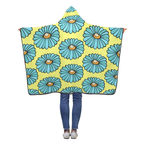 ASHLEIGH Blue Daisies Flower Hooded Throw Blanket 40x50 inches Toddler