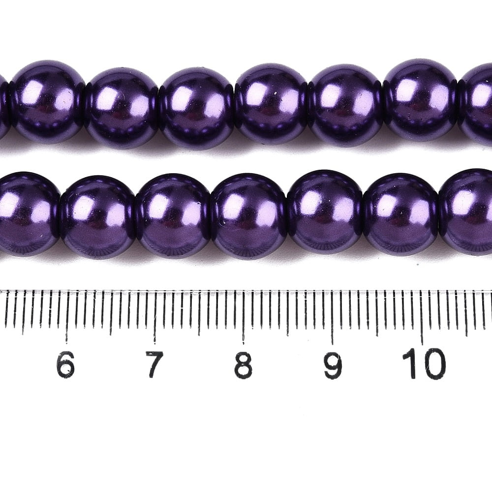Baking Painted Pearlized Glass Pearl Round Bead Strands Indigo 6~7mm Hole: 1mm about 135~140pcs/strand 31.4 inch