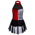 thumbnail image 4 of LiiYii Girls Clown Cosplay Outfits Sleeveless Mesh Overlay Leotard Stage Performance Costumes Burgundy 6, 4 of 7