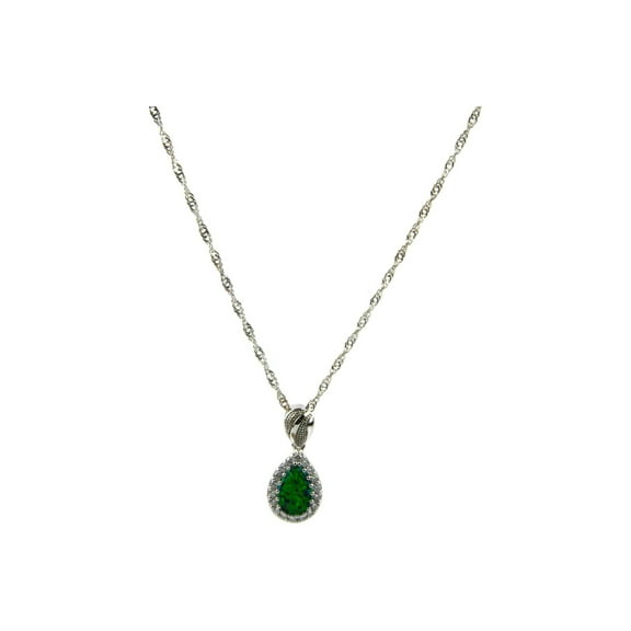 Gold Coast Women's Green Opal Pear Shaped Platinum Plated Pendant and Necklace