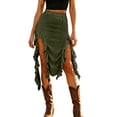 thumbnail image 3 of Wxolcjlv Womens Ruffle Asymmetrical Midi Skirt High Waist Slit Skirts, 3 of 9