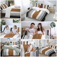 thumbnail image 5 of 3 Piece Modern Brown Black Duvet Cover Set Queen Size,Microfiber Comforter/Quilt Cover with Corner Ties and 2 Pillowcases,Boho Contemporary Geometric Striped All Season Bedding with Zipper Closure, 5 of 8