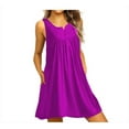 thumbnail image 1 of Nouvelle Robe Décontractée à Manches Courtes et Col Rond pour Femmes, Plissée, Couleur Unie, Sans Manches, Ample, Grande Taille, 1 of 2