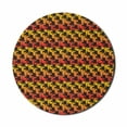 thumbnail image 1 of Tropical Mouse Pad for Computers, Silhouette of Palm Trees Island Background Hawaiian Forest Design, Round Non-Slip Thick Rubber Modern Mousepad, 8" Round, Orange Mustard Dark Brown, by Ambesonne, 1 of 2